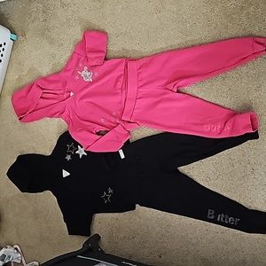 Set of 2 Butter 2T pink and black jumpsuits